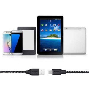⁦كابل AUKEY Micro-USB مضفر – 1.2 متر – أسود وأبيض (موديل CB-AM1)⁩ - الصورة ⁦3⁩