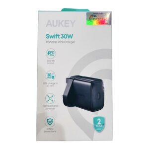 شاحن حائط سريع AUKEY بقوة 30 واط – أسود (موديل PA-R1P)