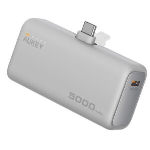⁦باور بنك AUKEY صغير الحجم – 5000 مللي أمبير – فضي (موديل PB-Y59)⁩ - الصورة ⁦4⁩